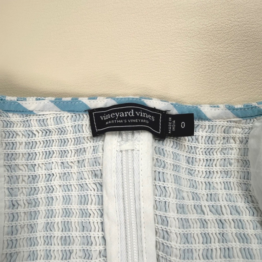 Vineyard Vines Cut Out Midi Dress Mist Blue White Stripe Sleeveless 0 Coastal - Picture 10 of 11